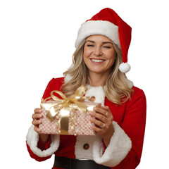 Woman Holding Glowing Christmas Present