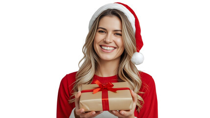 Portrait of Smiling Woman in Santa Costume