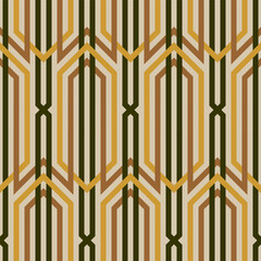 BEIGE VECTOR SEAMLESS BACKGROUND WITH MULTICOLORED ART DECO PATTERN