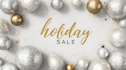 Get ready for festive savings during the holiday sale season with elegant silver and gold ornaments perfect for creating a joyous shopping vibe