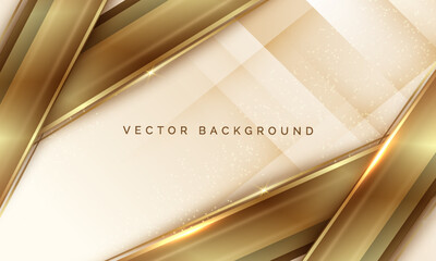 Abstract. Geometric shape cream and gold background. luxury background. Vector.