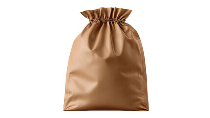 Obraz premium Brown packaging bag isolated on clean white background showing natural eco-friendly storage pouch design for product presentation and branding concepts