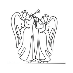 Obraz premium Minimalist Christmas Angel Line Art Illustration