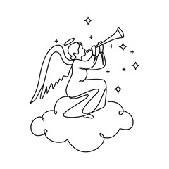 Minimalist Christmas Angel Line Art Illustration