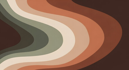 Retro Earth Tone Waves - Abstract Background with Curved Stripes