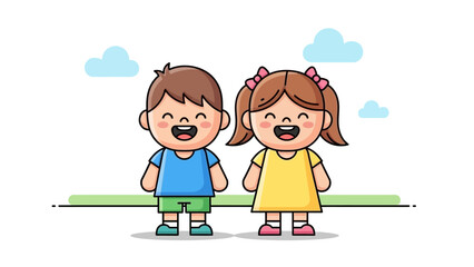 Happy family with children smiling in park cartoon vector illustration design fun