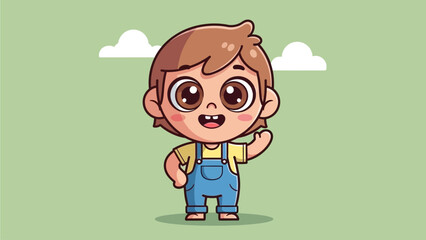 Funny cartoon vector illustration of a cheerful school boy student character kid face