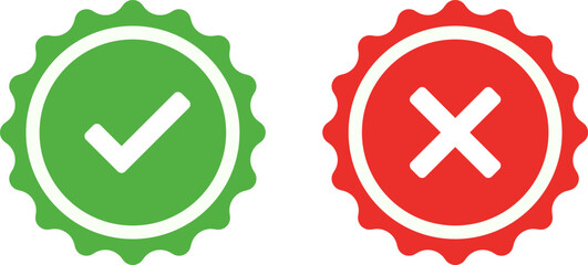 Green checkmark and red x symbols for approval and rejection © MOHAMMAD RABBI