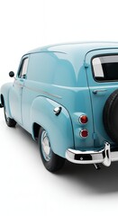 Classic blue delivery van isolated on white background studio shot