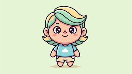 Cartoon illustration of a smiling little girl with a gift box for a fun childhood character drawing