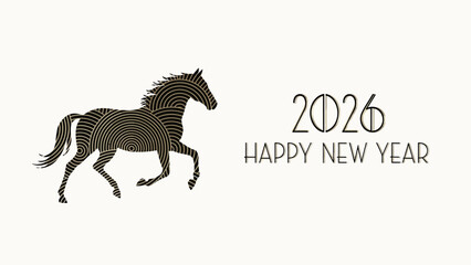 Elegant Horse Silhouette Celebrating the New Year 2026 A Festive Design for Greetings
