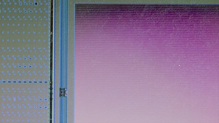 Microchip integrated circuit architecture under microscope