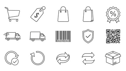 Shopping business icons vector set for web design and computer illustration