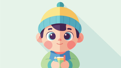 Funny cartoon vector illustration of a smiling boy