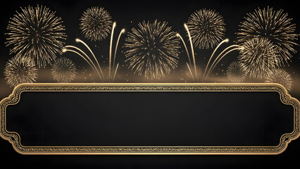Elegant gold frame with fireworks display for celebrations and special occasions