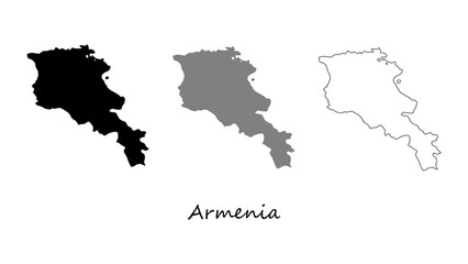 Armenia map set. Armenia map vector on silhouette, gray, and outline. Armenia map for educational materials, infographics, presentations, data visualization, travel graphics