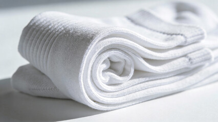 Neatly Rolled White Socks Stacked