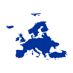 Fototapeta premium Europe deep blue map. Europe map vector. Europe map on white background for educational materials, infographics, presentations, data visualization, travel graphics, and digital mapping projects