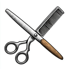 Barbershop tools, vintage illustration, representing a hair salon, engraving style