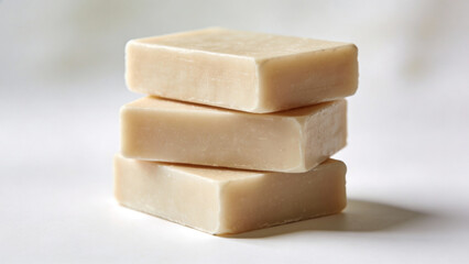 Stack of Three Natural Handmade Soap Bars