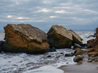 Two Massive Split Rocks Wild Seashore