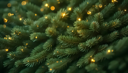 Bokeh Christmas Tree Close-Up Shot for Holiday Season.