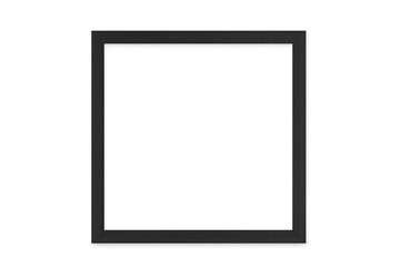 Black rectangular picture frame on transparent background providing an empty mockup space for displaying images or text