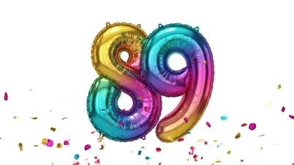Colorful number balloons with confetti for celebration or milestone