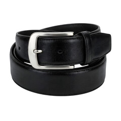 Classic Black Leather Belt with Silver Buckle for Formal Attire