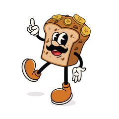 Banana Bread Character Mascot Design for Bakery or Breakfast Food Brand
