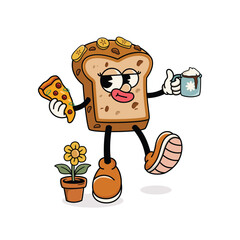 Banana Bread Mascot Design for Bakery or Breakfast Food