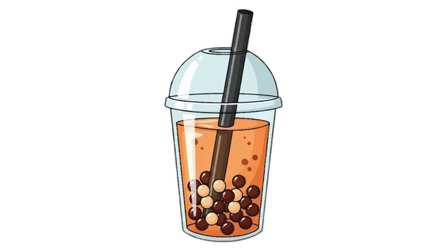 A refreshing bubble tea drink with tapioca pearls and a straw.