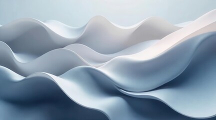 Obraz premium Abstract flowing forms in soft blues and whites creating a gentle, undulating landscape