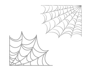 Set of spider web vector designs featuring clean lines, various web shapes, minimal outlines, and modern decorative elements for Halloween, graphics, crafts, and creative projects.