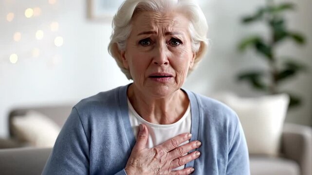 Woman Experiencing Chest Pain And Distress In A Home Environment