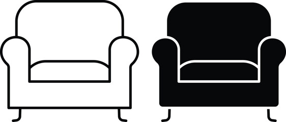 Comfortable Living Room Seating Accent Lounge Armchair Vector Silhouette and Pictogram.eps