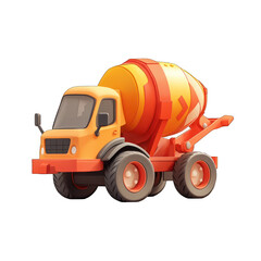 Cartoon Styled Cement Mixer Isolated on a Transparent Background Scene
