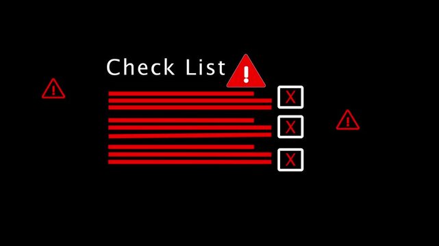 Businessman ticking digital checklist on virtual screen while working on black, representing risk alert task management, project planning, productivity, and business technology concept.
