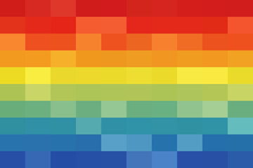 Vibrant pixelated rainbow gradient abstract background. digital mosaic color spectrum with geometric rectangular tiles. modern colorful pattern.