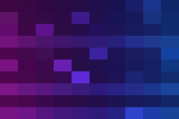 Abstract pixelated gradient background with squares transitioning from vibrant purple to deep blue, modern digital mosaic pattern art