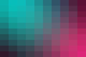 Vibrant pixelated gradient background featuring a seamless blend of teal and magenta squares, creating a modern geometric pattern design.