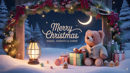 christmas tree with gifts and decorations