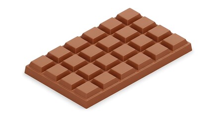 A single milk chocolate bar with a grid pattern, isolated on a white background
