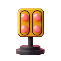 Charming 3D Illustration of a Yellow Safety Traffic Light Sign with Four Lights