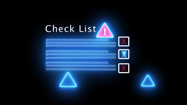 Businessman ticking digital checklist on virtual screen while working on black, representing risk alert task management, project planning, productivity, and business technology concept.