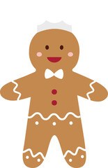 Obraz premium Gingerbread Man with Chef Hat Character flat vector Illustration. Christmas Gingerbread Cookie Boy Clipart. Holiday Baking. Transparent background. SVG.