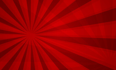 Vibrant red radial rays background with dramatic lighting effects and geometric symmetry, suitable for banners, wallpaper, marketing visuals, and creative branding.