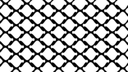 Abstract geometric repeating layout with fluid organic forms and high contrast black lines, suitable for wallpaper, surface pattern design, and visual identity elements.