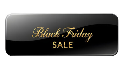 Elegant black friday sale announcement with golden script on a glossy black background