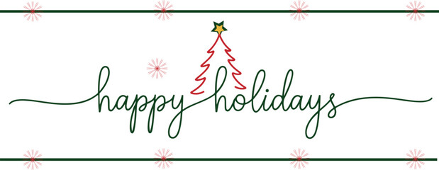 Minimal modern one-line calligraphic illustration featuring a Christmas tree, suitable for holiday and New Year cards, social media posts, printable designs, email banners, signatures and isolated  © arraygraphic1